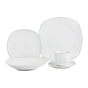 JOGO DE JANTAR QUADRADO EM PORCELANA 20 PEÇAS DMP4223-PRATA