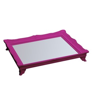 BANDEJA DE PLASTICO COM ESPELHO 25X30 CM PINK - HU65882-PK