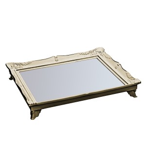 BANDEJA DE PLASTICO COM ESPELHO 25X30CM DOURADO - HU65883-DOU