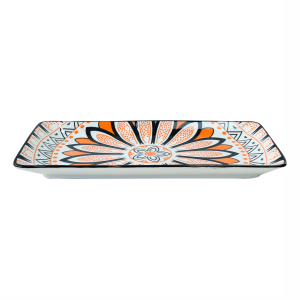 TRAVESSA RETANGULAR DE CERÂMICA ESTAMPADA 25X11,5X2CM - ZY033-A