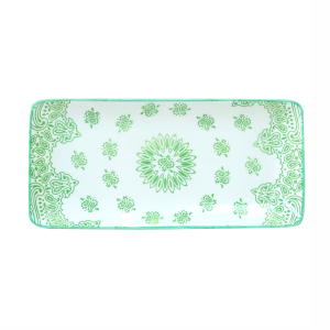 TRAVESSA RETANGULAR DE CERÂMICA ESTAMPADA 25X11,5X2CM - ZY033-C