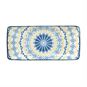 TRAVESSA RETANGULAR DE CERÂMICA ESTAMPADA 25X11,5X2CM - ZY033-D