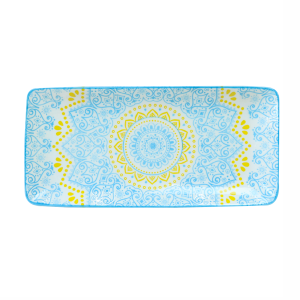 TRAVESSA RETANGULAR DE CERÂMICA ESTAMPADA 25X11,5X2CM - ZY033-J