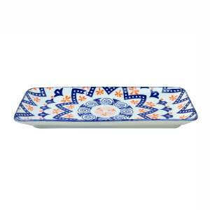TRAVESSA RETANGULAR DE CERÂMICA ESTAMPADA 25X11,5X2CM - ZY033-K