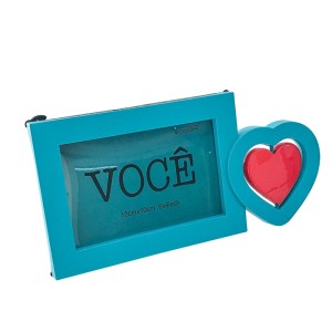 PORTA RETRATO DE PLASTICO COM CORACAO 10X15 VERDE