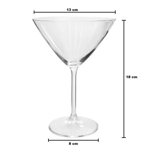 JOGO TAÇA PARA MARTINI CRISTAL BOHEMIA MARTINA 285ML 6 PEÇAS - CA16099
