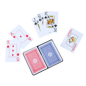 JOGO COM 2 BARALHOS DE PLÁSTICO COM 54 CARTAS CADA - BAR69087