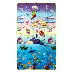 TAPETE INFANTIL 100% EPE 1X1,8 M ESTAMPA FUNDO DO MAR SACOLA TNT VERDE
