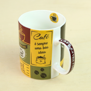 CANECA DE PORCELANA COM FRASES CAFÉ 390ML - CA18003-A