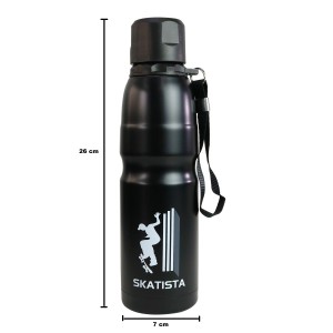 GARRAFA AÇO INOX COM ALÇA PRETO SKATISTA 750ML - LC1628A-PT4