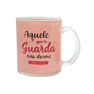 CANECA DE VIDRO TRANSPARENTE 380 ML COM FRASE - 4408-A