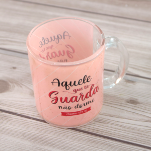 CANECA DE VIDRO TRANSPARENTE 380 ML COM FRASE - 4408-A