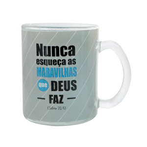 CANECA DE VIDRO TRANSPARENTE 380 ML COM FRASE - 4408-B