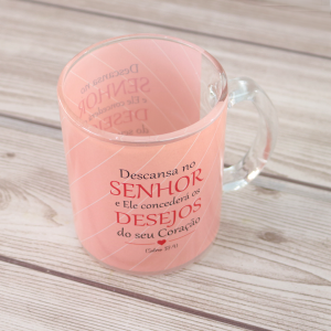 CANECA DE VIDRO TRANSPARENTE 380 ML COM FRASE - 4408-C