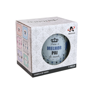 CANECA DE VIDRO TRANSPARENTE 380 ML COM FRASE - 3108