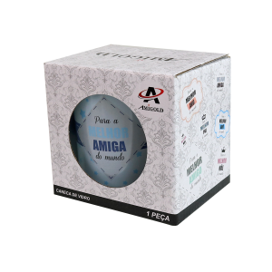 CANECA DE VIDRO TRANSPARENTE 380 ML COM FRASE - 3109-A