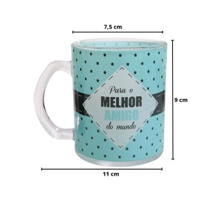 CANECA DE VIDRO TRANSPARENTE 380 ML COM FRASE - 3110