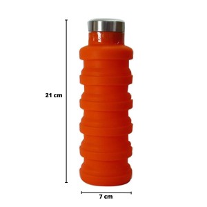 GARRAFA RETRÁTIL DE SILICONE 500 ML COM TAMPA INOX - 2231-LJ