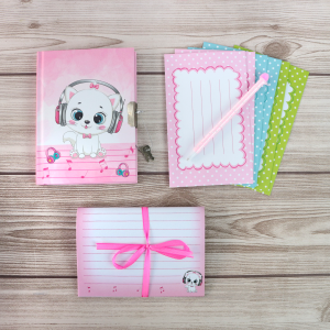 DIÁRIO INFANTIL GATINHO COM CADEADO 20X23CM - SXFS5495-B