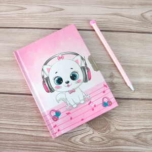 DIÁRIO INFANTIL GATINHO COM CADEADO E CANETA 11X15CM - SXFS5493-B