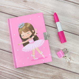 DIÁRIO INFANTIL PEQUENA BAILARINA COM CADEADO E CANETA BATOM - SXFS5412-C