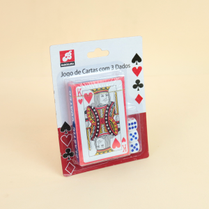 JOGO DE CARTAS DE PLÁSTICO COM 54 PEÇAS E 3 DADOS - BAR6908714