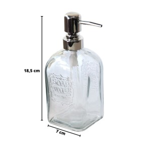 PORTA SABONETE LIQUIDO VIDRO QUADRADO 380ML MODELO SOAP WATER - BM360268-B