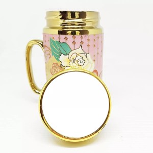 CANECA DE PORCELANA COM ESPELHO NA TAMPA 380ML - B003-B