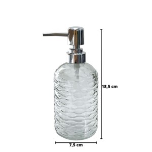 PORTA SABONETE LIQUIDO VIDRO TRANSPARENCIA AZUL REDONDO 380ML