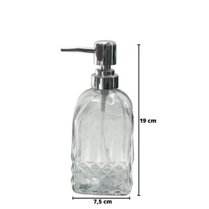 PORTA SABONETE LIQUIDO VIDRO TRANSPARENTE 380ML MODELO D