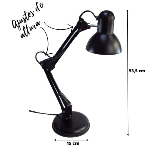 LUMINARIA DE MESA ARTICULADA DE METAL 53,5CM - BIVOLT - 97771