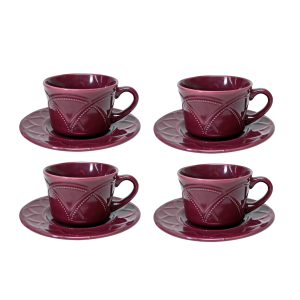 CONJUNTO DE 4 XÍCARAS CAFÉ PORCELANA COM PIRES IRIS VERBENA 80ML WOLFF -17609