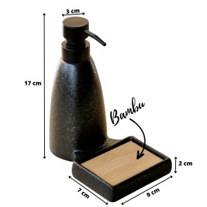 PORTA SABONETE LÍQUIDO DE PORCELANA COM BASE DE SABONETE EM BARRA - 1375-PT