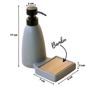 PORTA SABONETE LÍQUIDO DE PORCELANA COM BASE DE SABONETE EM BARRA - 1375-CZ