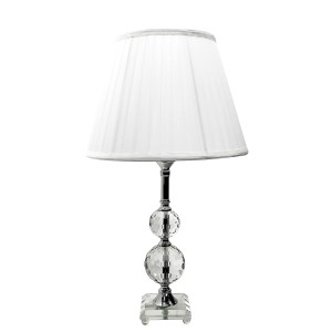 Abajur de Vidro e Zinco Cúpula Poliester Drapeada Branca Bivolt 50cm 687