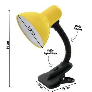 LUMINARIA DE MESA COM  PRESILHA GARRA BIVOLT- MC602017-AM