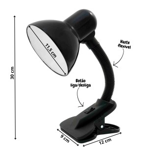 LUMINARIA DE MESA COM  PRESILHA GARRA BIVOLT- MC602017-PT