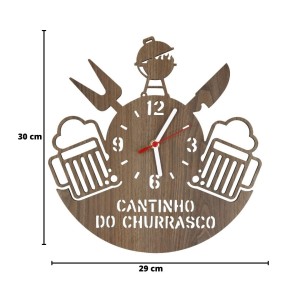 RELOGIO DE PAREDE 2D CANTINHO DO CHURRASCO EM  MDF 30 CM - 98719
