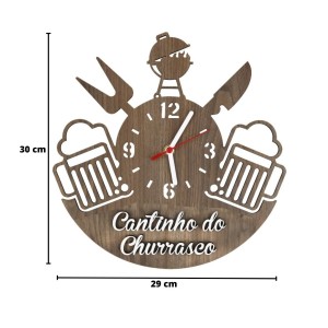 RELOGIO DE PAREDE 3D CANTINHO DO CHURRASCO EM  MDF 30 CM - 38545