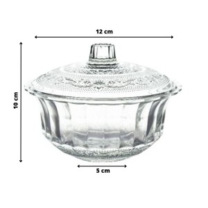 BOMBONIERE DE VIDRO COM TAMPA EM VIDRO 12CM - CHI2168