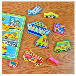 BRINQUEDO DIDÁTICO DE MADEIRA TRANSPORTES COLORIDOS - DMT5734-A