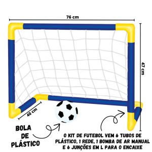 KIT DE FUTEBOL DE PLASTICO COM 2 PEÇAS E ACESSÓRIOS  76X47X40 - DMT5076