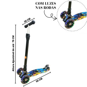 PATINETE DE PLÁSTICO E METAL DOBRÁVEL COM 03 RODAS 50KG FLASH RADICAL - DMR5360