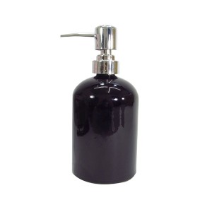 PORTA SABONETE LIQUIDO DE VIDRO PINTADO PRETO 430 ML 18,5CM - U0349-PT