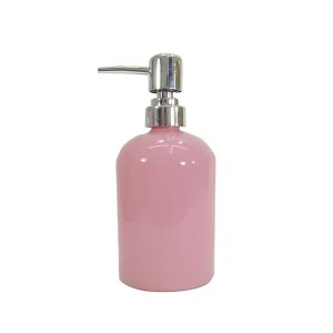 PORTA SABONETE LIQUIDO DE VIDRO PINTADO ROSA 430 ML 18,5CM - U0349-RS