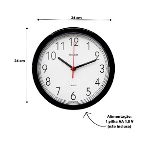 RELOGIO DE PAREDE DE PLÁSTICO 25 CM  - 411-PT