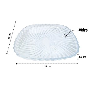 PETISQUEIRA QUADRADA DE VIDRO 24 X 24 CM - BM1157