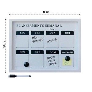 LOUSA MAGNÉTICA DE PLÁSTICO PLANEJAMENTO SEMANAL - 30X40CM  - 92805-BR