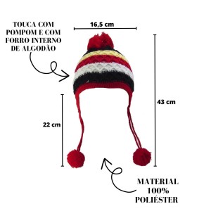 TOUCA INFANTIL COM POMPOM DE MALHA COLOR COM FORRO INTERNO-BF2420-VM