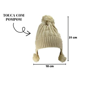 TOUCA DE MALHA COM POMPOM INFANTIL  - BF2421-BG